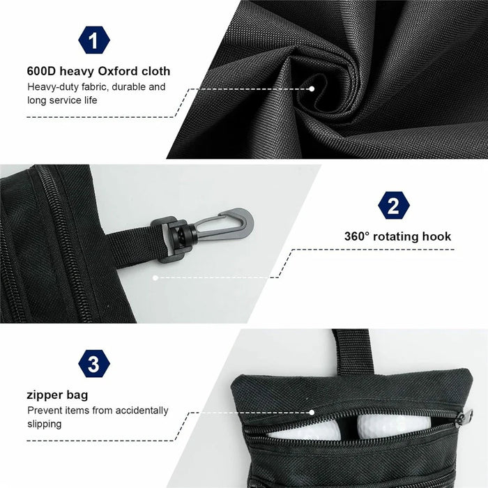 Golf Accessories Organizer Bag Oxford Fabric Waterproof Golf Ball Tee Holder Storage Pouch - 4