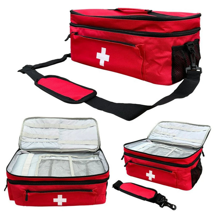 Portable Medication Organizer with Shoulder Strap First Aid Kit Pill Bottle Storage Bag for Home Travel - 1