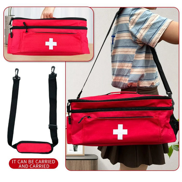 Portable Medication Organizer with Shoulder Strap First Aid Kit Pill Bottle Storage Bag for Home Travel - 4