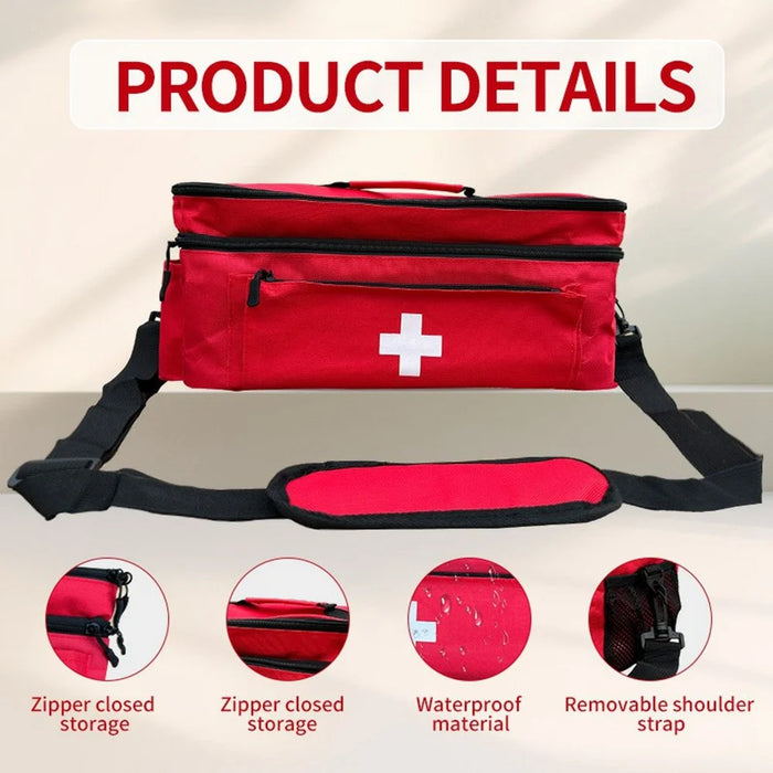 Portable Medication Organizer with Shoulder Strap First Aid Kit Pill Bottle Storage Bag for Home Travel - 5