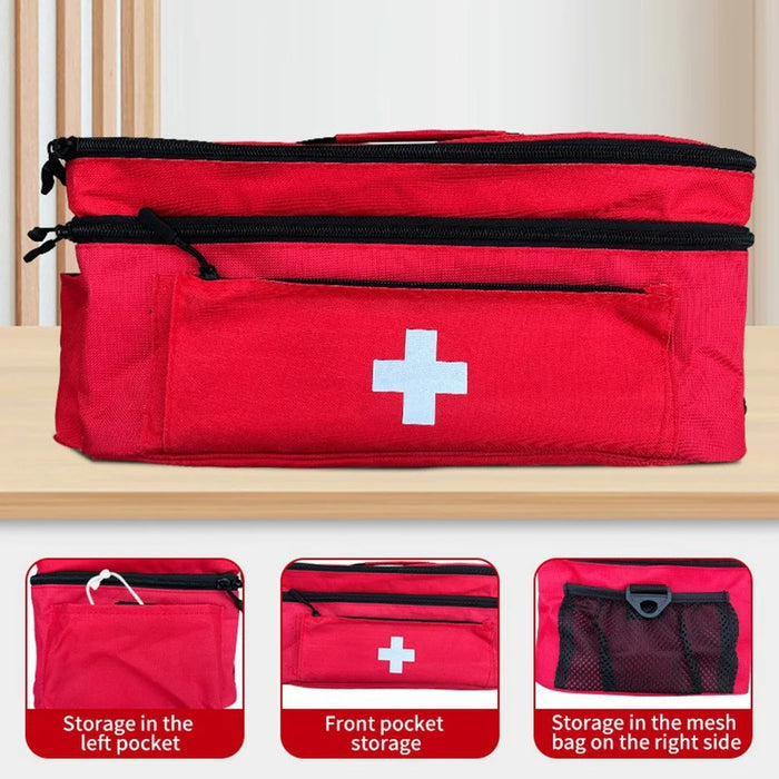 Portable Medication Organizer with Shoulder Strap First Aid Kit Pill Bottle Storage Bag for Home Travel - 6