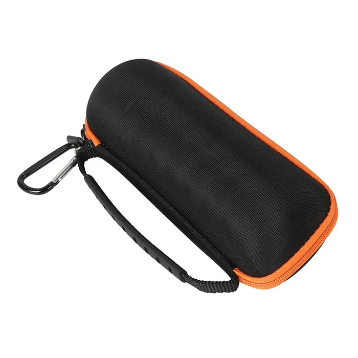 For JBL Grip Speaker Portable Storage Case Padded Interior Shock Absorbing Design with Strap / Carabiner - Black  /  Orange - 2