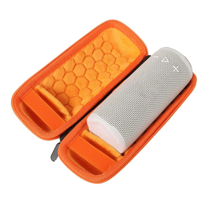 For JBL Grip Speaker Portable Storage Case Padded Interior Shock Absorbing Design with Strap / Carabiner - Black  /  Orange - 6