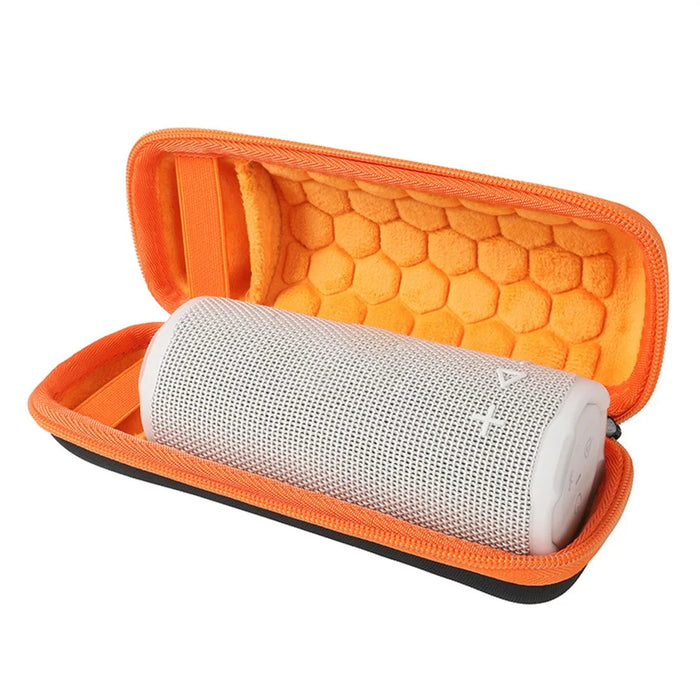 For JBL Grip Speaker Portable Storage Case Padded Interior Shock Absorbing Design with Strap / Carabiner - Black  /  Orange - 7