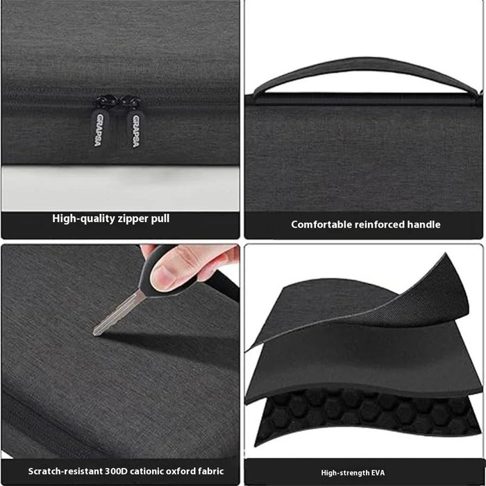 8 Compartments Sunglasses Case Hard EVA Portable Digital Storage Box with Handle - Black - 4