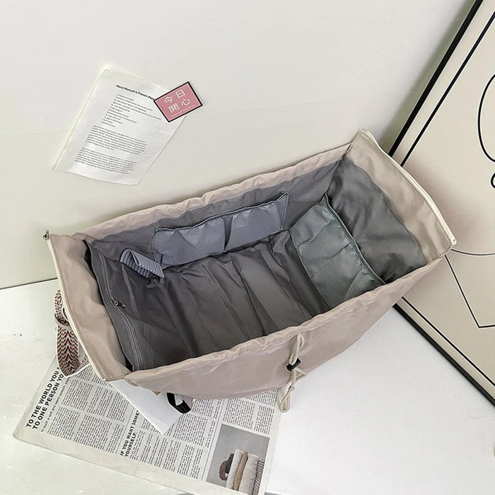 Large Capacity Mommy Bag Nylon Portable Folding Crib Bed Multipurpose Travel Baby Diaper Backpack - Black - 4