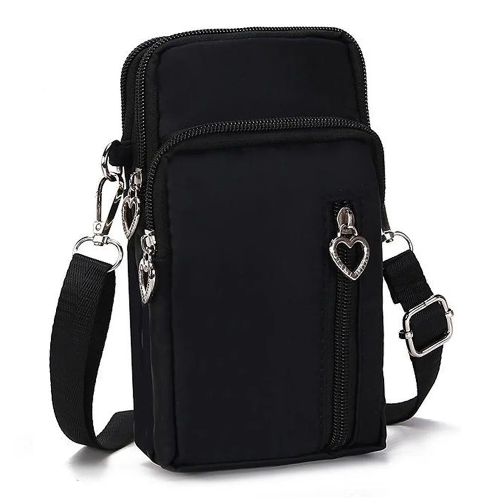 615 Women's Crossbody Bag Zipper Shoulder Bag Teen Girl's Long Strap Purse Clutch Wallet Phone Carrying Bag, Size: L - Black - 1
