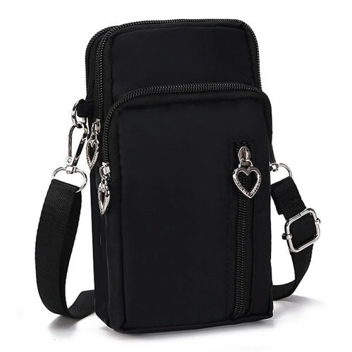 615 Women's Crossbody Bag Zipper Shoulder Bag Teen Girl's Long Strap Purse Clutch Wallet Phone Carrying Bag, Size: L - Black - 1