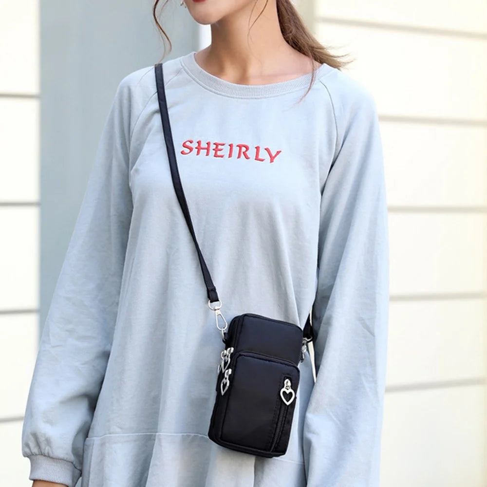 615 Women's Crossbody Bag Zipper Shoulder Bag Teen Girl's Long Strap Purse Clutch Wallet Phone Carrying Bag, Size: L - Black - 2