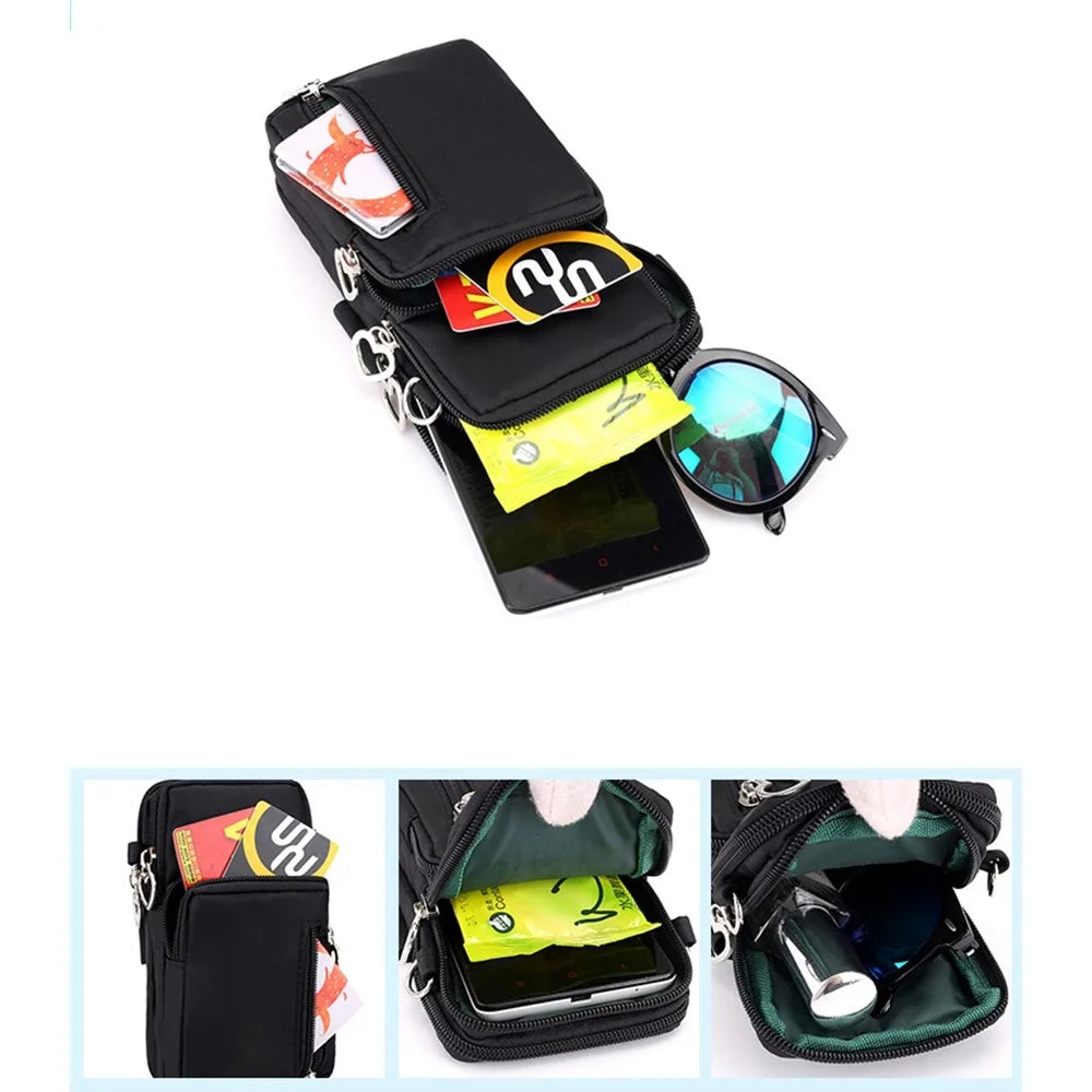 615 Women's Crossbody Bag Zipper Shoulder Bag Teen Girl's Long Strap Purse Clutch Wallet Phone Carrying Bag, Size: L - Black - 5