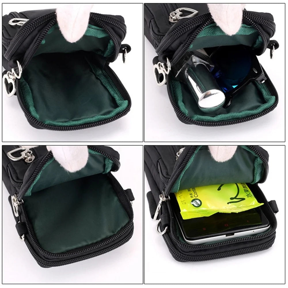 615 Women's Crossbody Bag Zipper Shoulder Bag Teen Girl's Long Strap Purse Clutch Wallet Phone Carrying Bag, Size: L - Black - 6