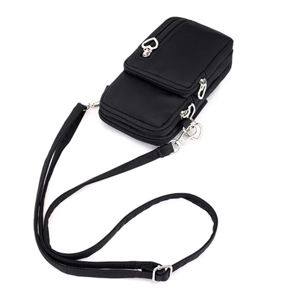 615 Women's Crossbody Bag Zipper Shoulder Bag Teen Girl's Long Strap Purse Clutch Wallet Phone Carrying Bag, Size: L - Black - 7