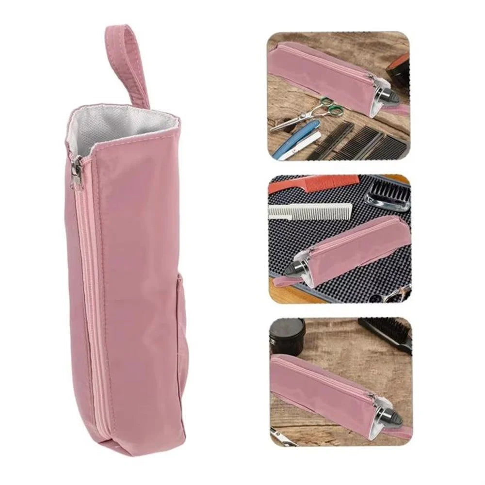 Curling Iron Storage Bag Heat Resistant Hanging Organizer Pouch for Hair Styling Tools - Light Pink - 3