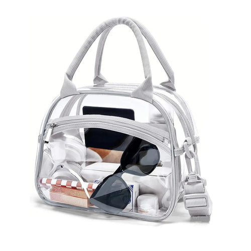 Clear PVC Toiletry Bag Large Capacity Waterproof Makeup Organizer Portable Travel Wash Bag for Daily Use / Travel - Grey - 1