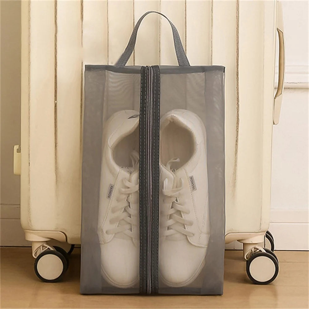 25 x 40cm Travel Shoe Storage Bag Portable Handheld Gym Footwear Organizer Dust-Proof Mold-Resistant Shoe Holder - Grey - 2
