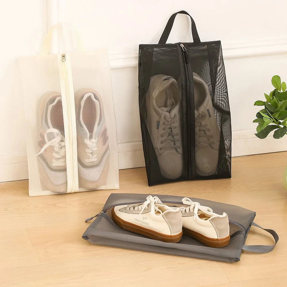 21 x 33cm Travel Shoe Storage Bag Portable Handheld Gym Footwear Organizer Dust-Proof Mold-Resistant Shoe Holder - Grey - 7