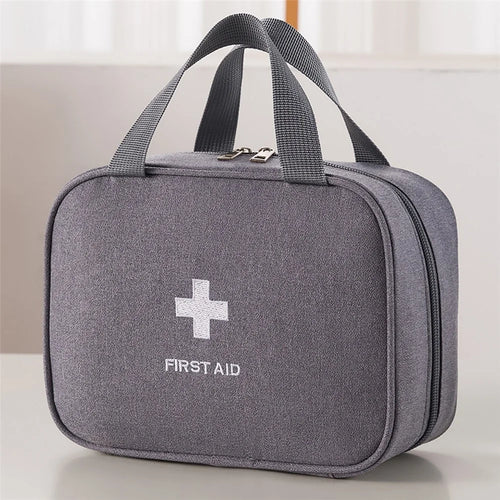 21 x 16 x 9.5cm First Aid Kit Home Travel Portable Emergency Medical Bag Outdoor Medicine Storage Pouch for Camping / Hiking / Car - Grey - 1