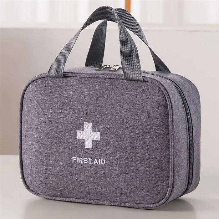 21 x 16 x 9.5cm First Aid Kit Home Travel Portable Emergency Medical Bag Outdoor Medicine Storage Pouch for Camping / Hiking / Car - Grey - 1