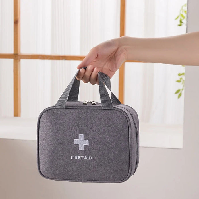 21 x 16 x 9.5cm First Aid Kit Home Travel Portable Emergency Medical Bag Outdoor Medicine Storage Pouch for Camping / Hiking / Car - Grey - 4