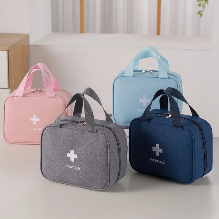 21 x 16 x 9.5cm First Aid Kit Home Travel Portable Emergency Medical Bag Outdoor Medicine Storage Pouch for Camping / Hiking / Car - Grey - 5
