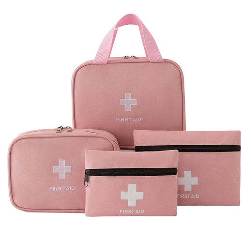 4Pcs Portable Medical Emergency Bags for Home / Travel / Outdoor / Car Waterproof Oxford Fabric Storage Pouch - Pink - 1