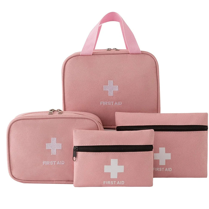 4Pcs Portable Medical Emergency Bags for Home / Travel / Outdoor / Car Waterproof Oxford Fabric Storage Pouch - Pink - 1