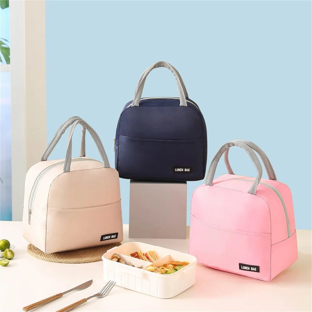 Insulated Lunch Bag Tote Thermal Food Container Carrier Waterproof Oxford Fabric for Work / School / Outdoor - Beige - 5