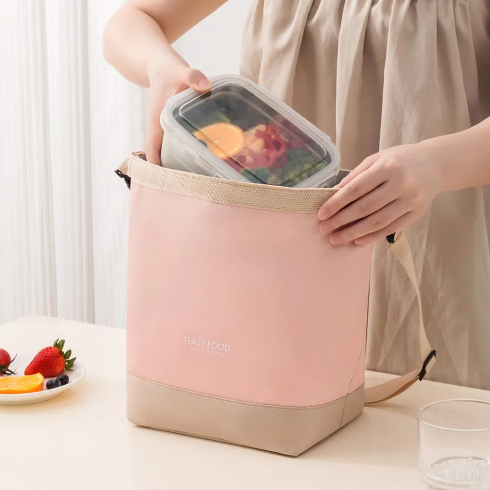 Insulated Lunch Bag Crossbody Shoulder Strap Tote for Travel / Outdoor / Picnic Thermal Food Container Carrier - Grey - 7