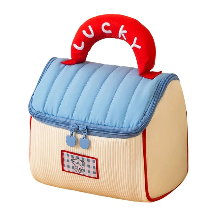 Cute House Shaped Makeup Bag Portable Travel Toiletry Organizer Cosmetic Brush Storage Case for Women - Blue - 1