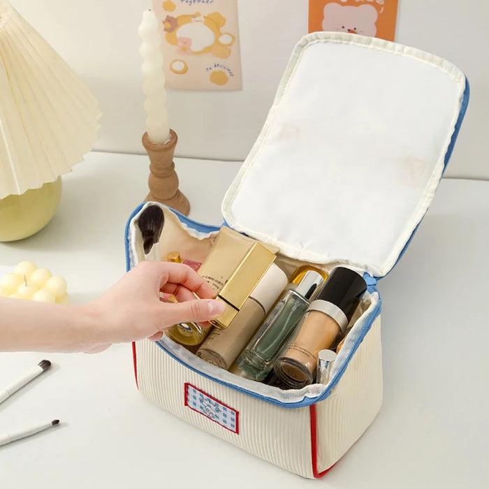 Cute House Shaped Makeup Bag Portable Travel Toiletry Organizer Cosmetic Brush Storage Case for Women - Blue - 4