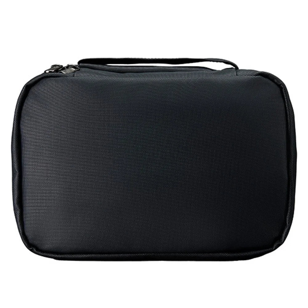 Dry Wet Separation Travel Toiletry Bag Built In Mirror Waterproof Foldable Makeup Bag with Hook - Black - 1