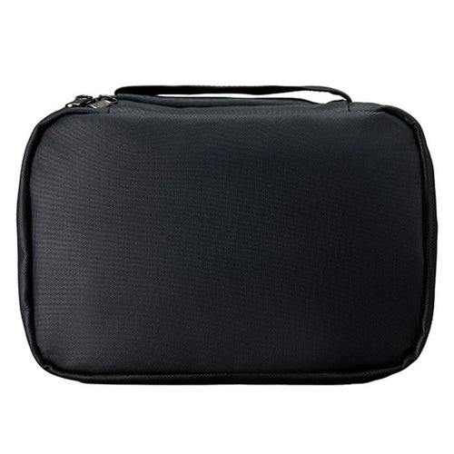 Dry Wet Separation Travel Toiletry Bag Built In Mirror Waterproof Foldable Makeup Bag with Hook - Black - 1
