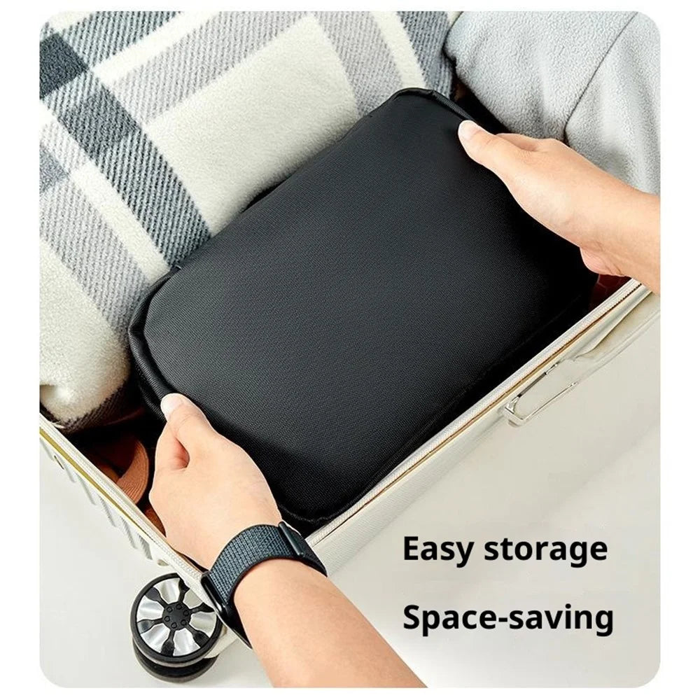 Dry Wet Separation Travel Toiletry Bag Built In Mirror Waterproof Foldable Makeup Bag with Hook - Black - 6