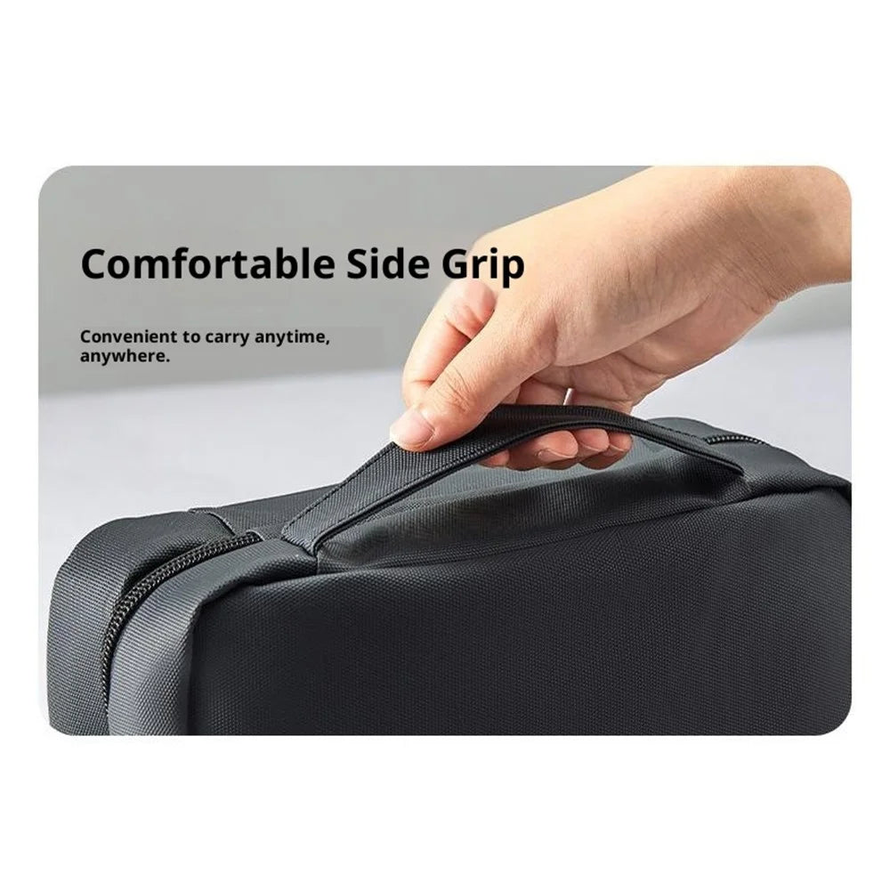 Dry Wet Separation Travel Toiletry Bag Built In Mirror Waterproof Foldable Makeup Bag with Hook - Black - 7