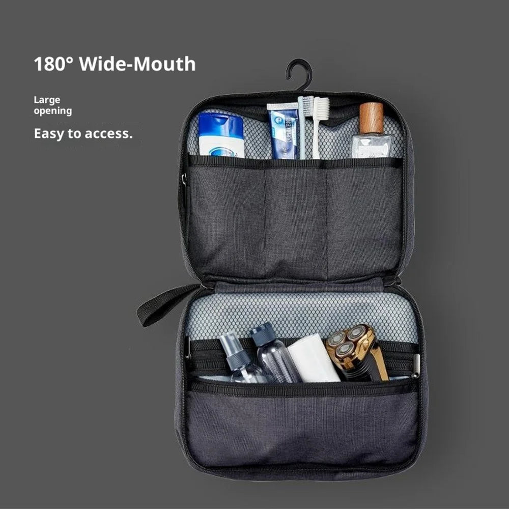 Portable Travel Toiletry Bag Waterproof Oxford Fabric Foldable Makeup Storage Bag with Hook - 3