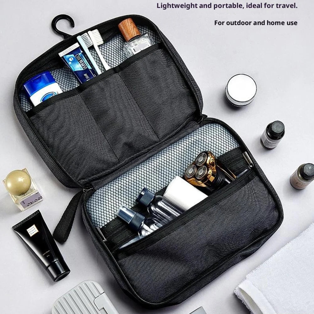 Portable Travel Toiletry Bag Waterproof Oxford Fabric Foldable Makeup Storage Bag with Hook - 4