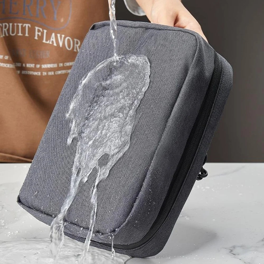 Portable Travel Toiletry Bag Waterproof Oxford Fabric Foldable Makeup Storage Bag with Hook - 6