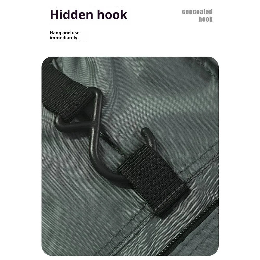 Multiple Pockets Foldable Toiletry Bag Waterproof Hanging Cosmetic Bag for Travel Camping - Dark Grey - 5