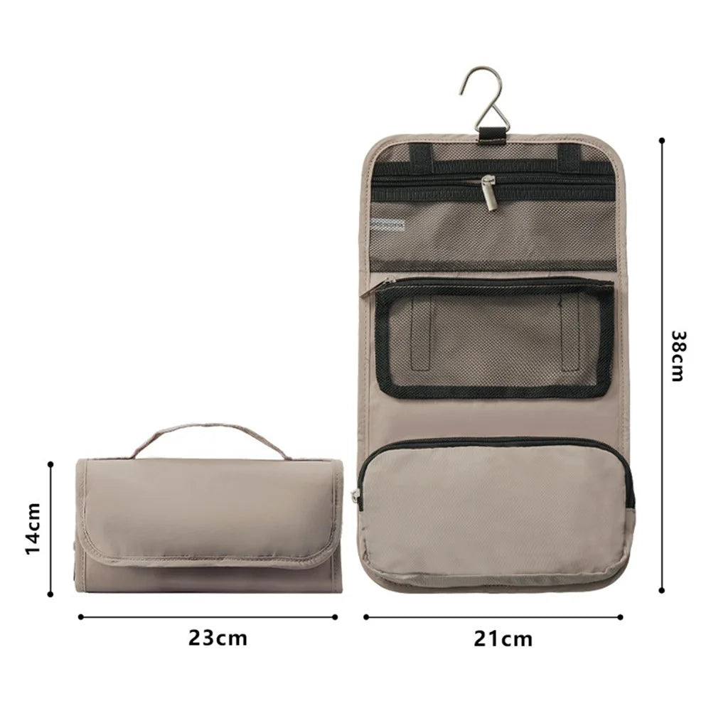 Travel Toiletry Bag with Detachable Inner Pouch Cosmetic Storage Organizer Hanging Wash Bag - Khaki - 2