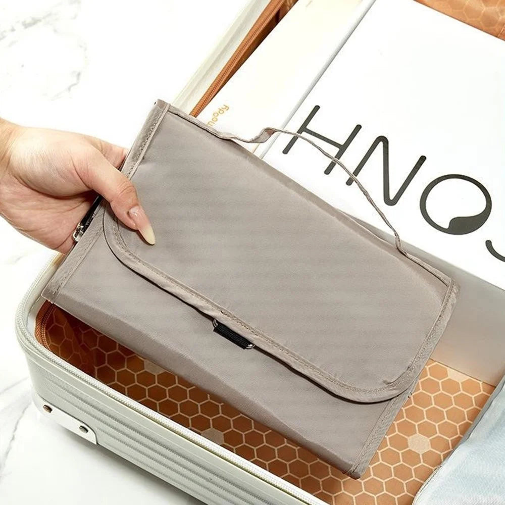 Travel Toiletry Bag with Detachable Inner Pouch Cosmetic Storage Organizer Hanging Wash Bag - Khaki - 5