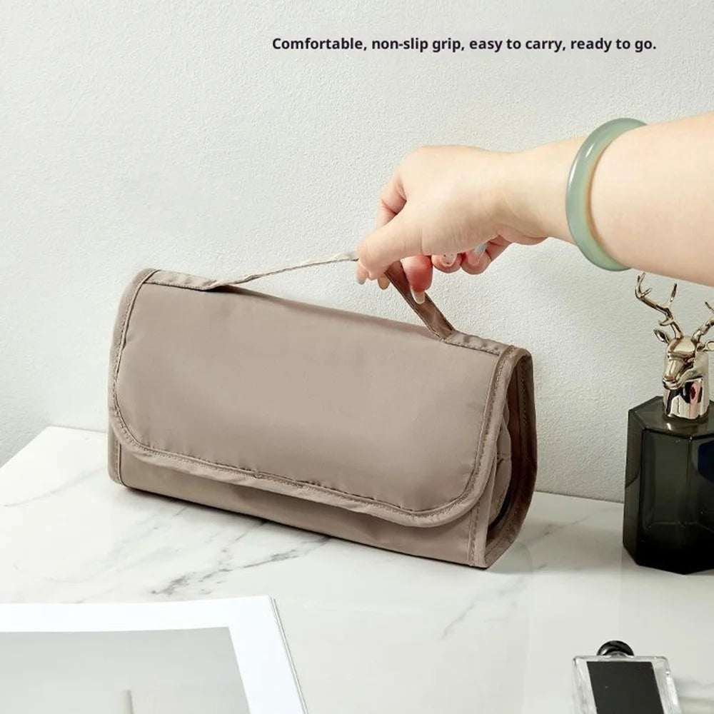 Travel Toiletry Bag with Detachable Inner Pouch Cosmetic Storage Organizer Hanging Wash Bag - Khaki - 6