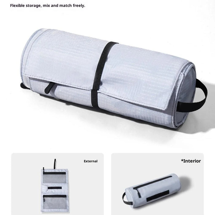 Roll Up Toiletry Bag for Business Trip Vacation Travel Wet Dry Separation Foldable Cosmetic Organizer - Silver - 2
