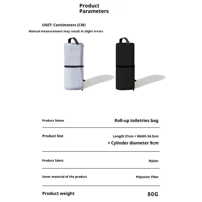 Roll Up Toiletry Bag for Business Trip Vacation Travel Wet Dry Separation Foldable Cosmetic Organizer - Silver - 7