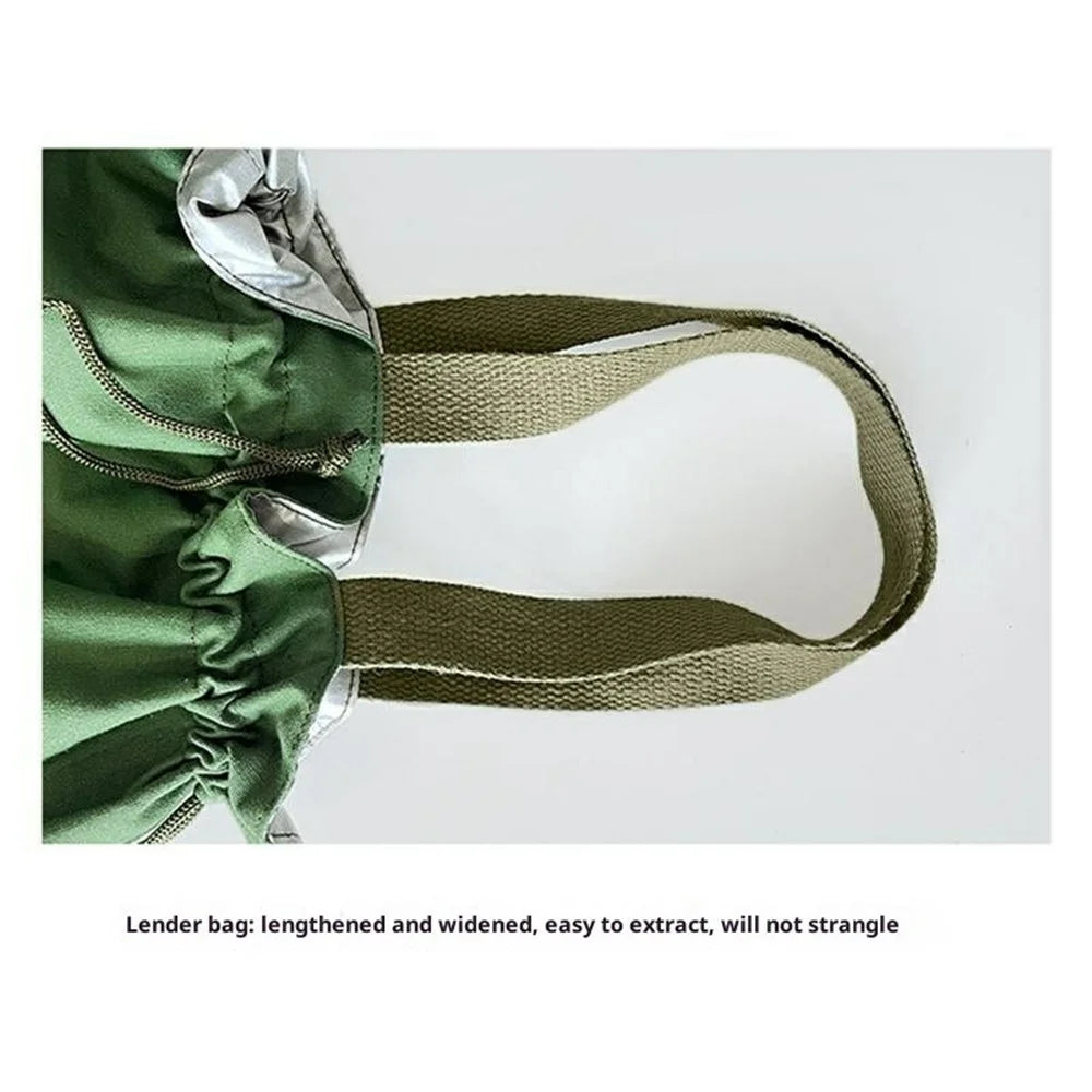 Canvas Lunch Bag Drawstring Insulated Tote for Work Picnic Portable Meal Container Carrier - Beige - 6