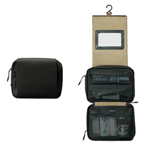 Large Capacity Foldable Toiletry Bag Waterproof Hanging Travel Cosmetic Organizer with Mirror - 1