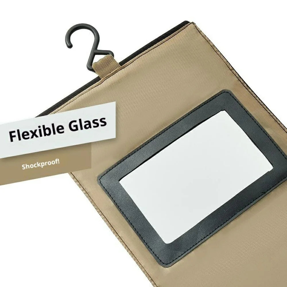 Large Capacity Foldable Toiletry Bag Waterproof Hanging Travel Cosmetic Organizer with Mirror - 3