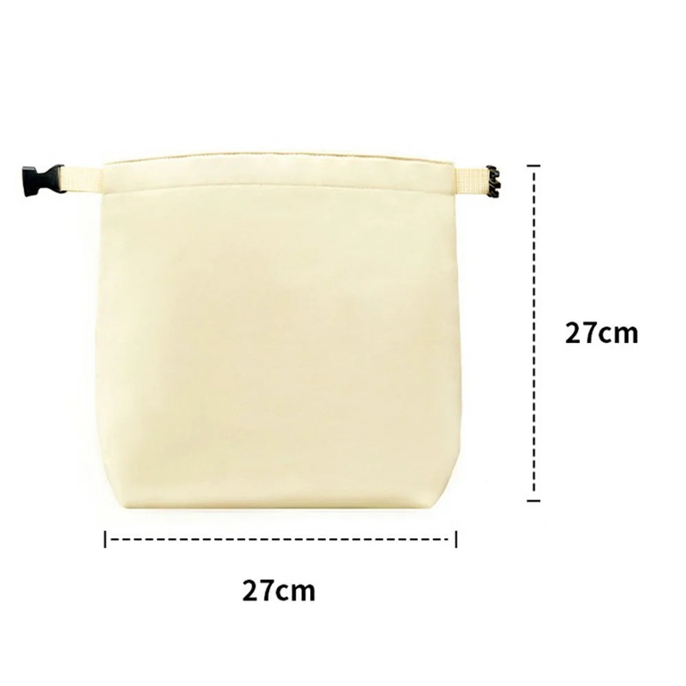 Portable Insulated Lunch Bag for Students  /  Office Workers Waterproof Folding Roll Bento Bag - Light Yellow - 6