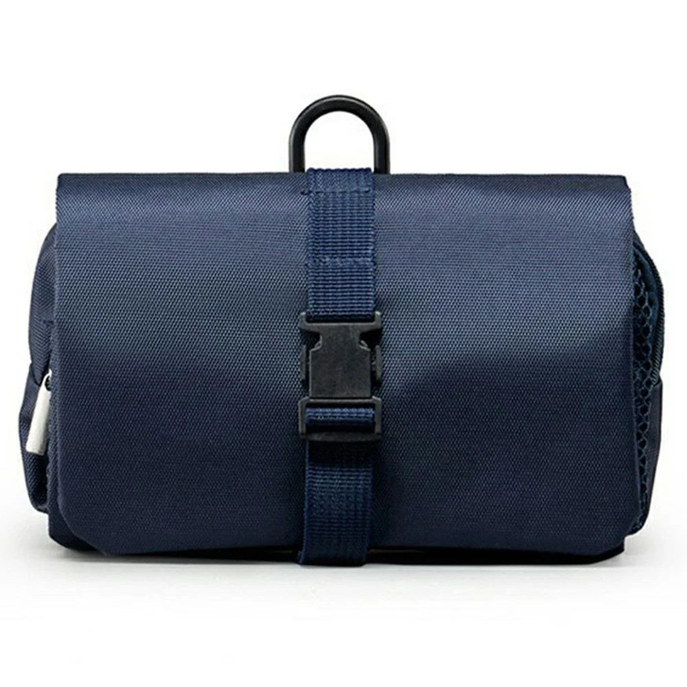 Waterproof Oxford Fabric Travel Toiletry Bag with Detachable Inner Pouch Adjustable Buckle Hanging Cosmetic Organizer - Navy Blue - 1