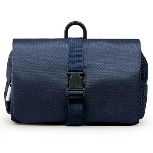 Waterproof Oxford Fabric Travel Toiletry Bag with Detachable Inner Pouch Adjustable Buckle Hanging Cosmetic Organizer - Navy Blue - 1