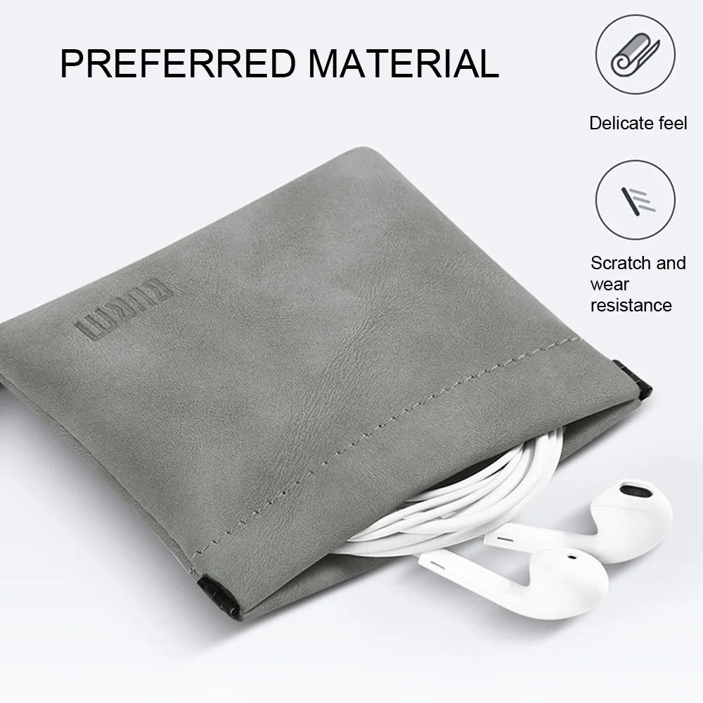 BUBM TKB Waterproof PU Leather Pouch U Disk Data Cable Earphones Storage Bag, Size S - Dark Grey - 2